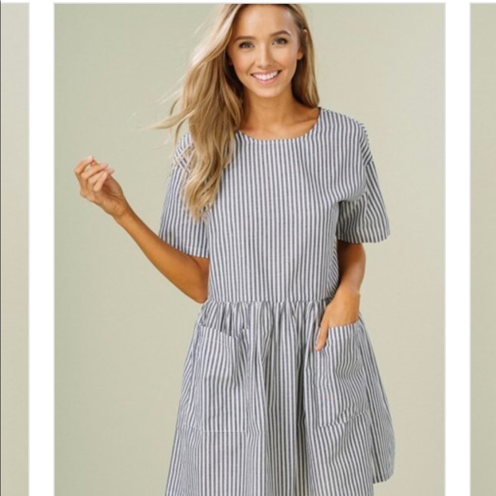 Dress  Blue white striped NWT brand new vacation boutique cruise ladies soft